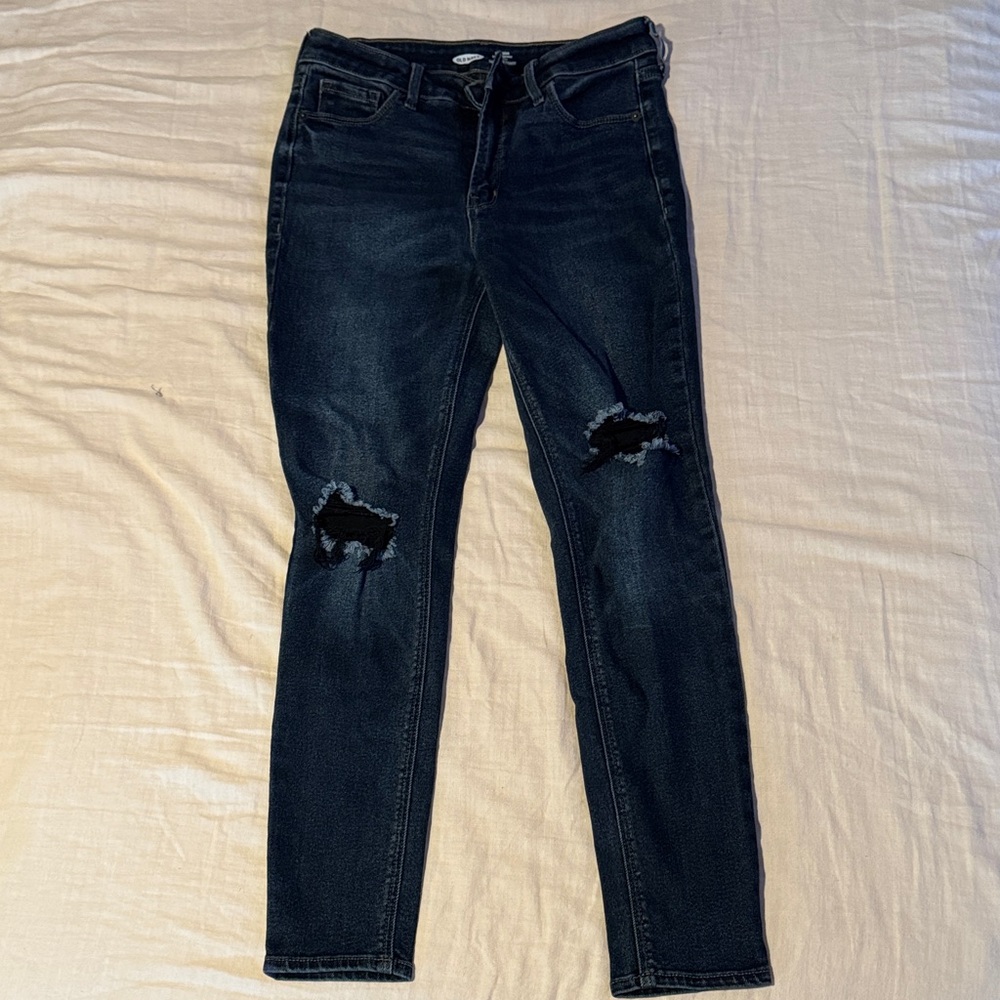 Old Navy Dark Blue Distressed Skinny Jeans